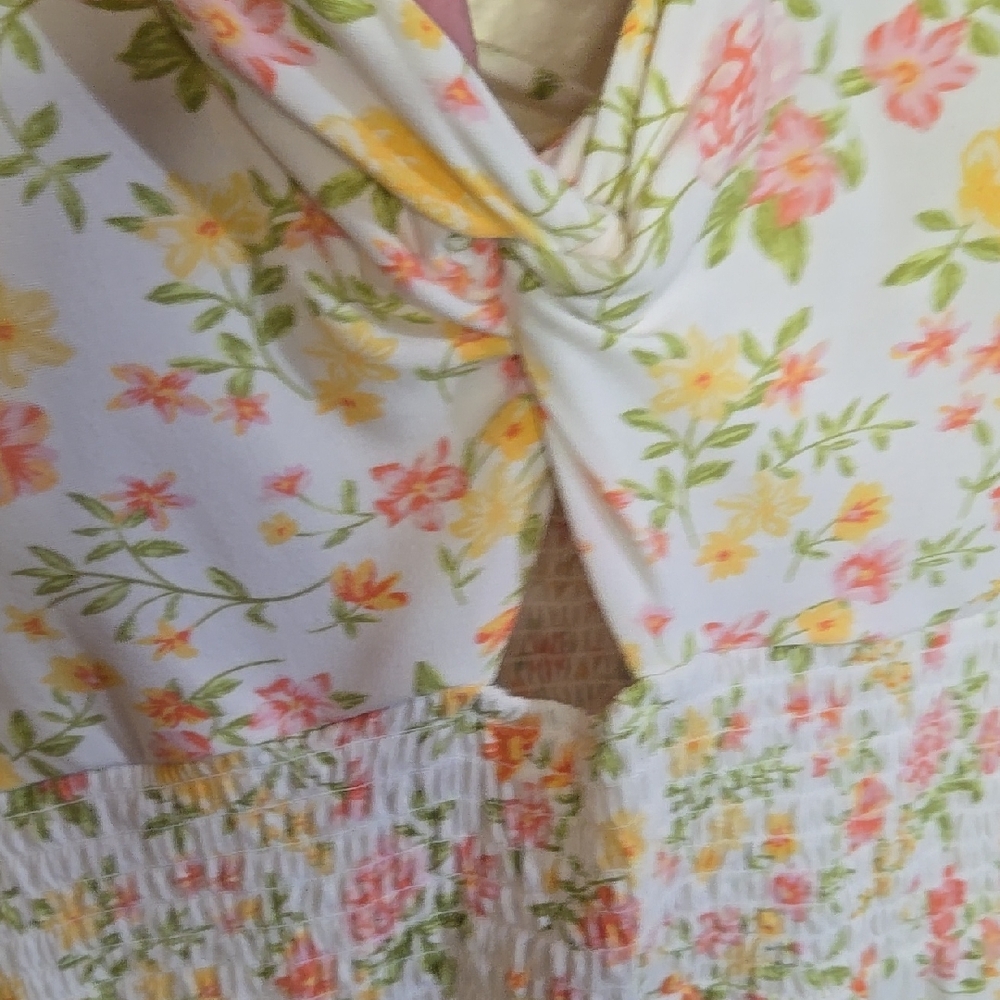 No Boundaries Floral Mini Dress in Pink and Yellow - Picture 3 of 4